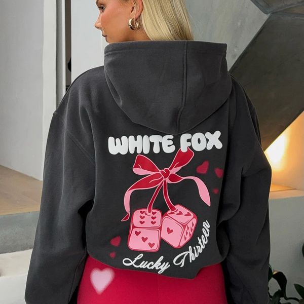White Fox Lucky Thirteen Cheyenne Oversized Hoodie Charcoal