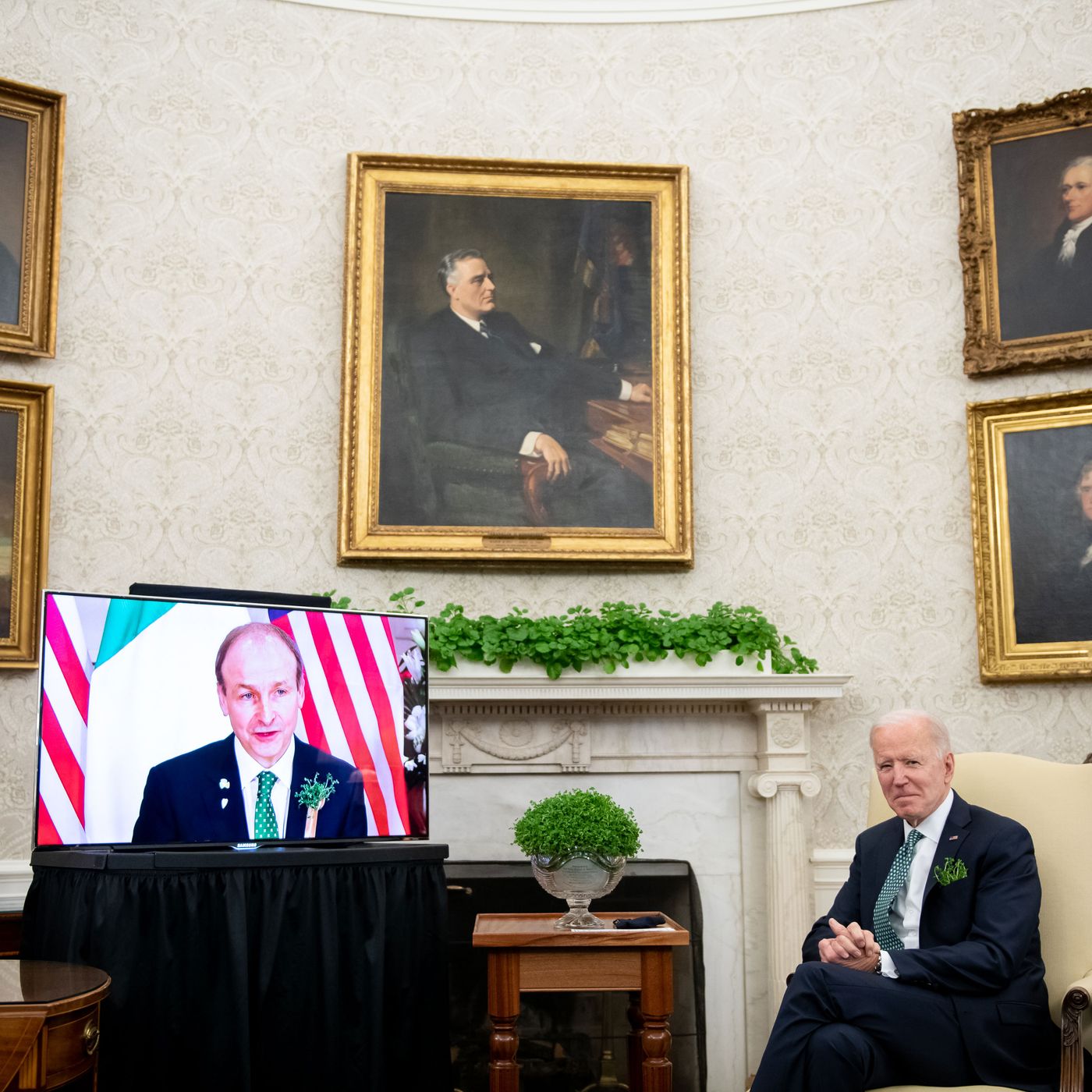 Hold On — Joe Biden Has a TV Hidden in the Oval Office?