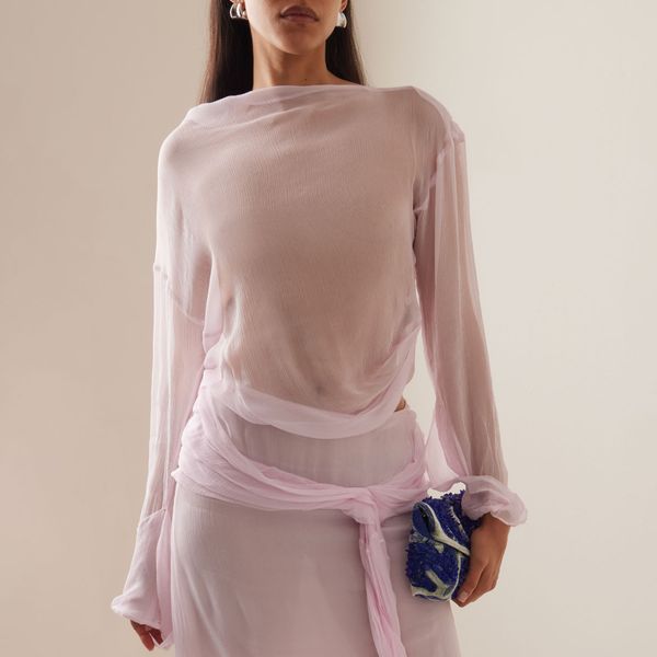 JW Anderson Draped Sheer-Crepe Top