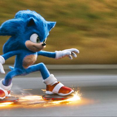 Sonic (Ben Schwartz) in SONIC THE HEDGEHOG from Paramount Pictures and Sega. Photo Credit: Courtesy Paramount Pictures and Sega of America.