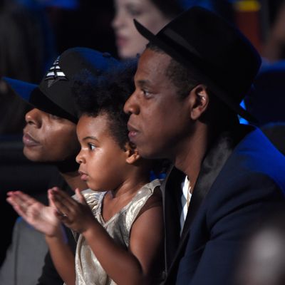 Blue Ivy and Jay Z in 2014. Photo: Kevin Mazur/MTV1415/WireImage