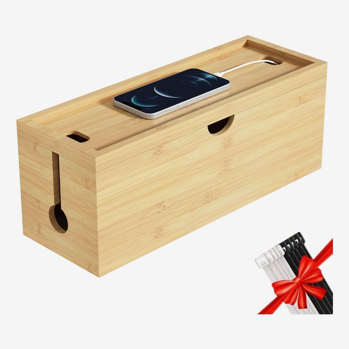 HoVoit Store Bamboo Cable Management Box