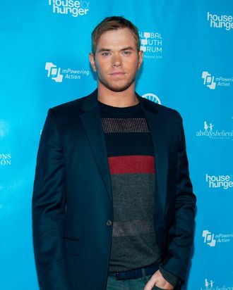 Kellan Lutz arrives at the mPowering ActionPre-GRAMMY Launch Event at The Conga Room at L.A. Live on February 8, 2013 in Los Angeles, California.
