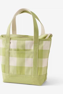 Lands’ End Medium Print 5 Pocket Open Top Canvas Tote Bag