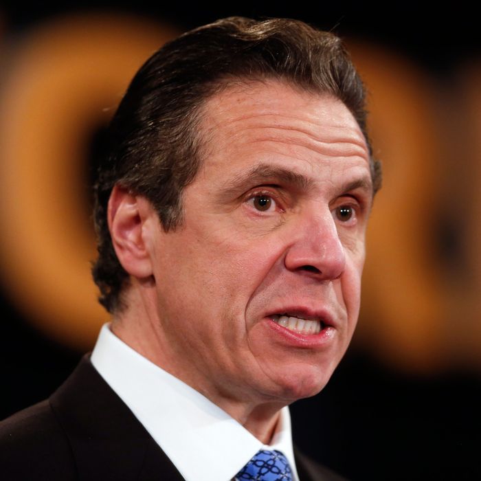 New York Gov. Andrew Cuomo delivers his State of the State address and executive budget proposal at the Empire State Plaza Convention Center on Wednesday, Jan. 21, 2015, in Albany, N.Y. 