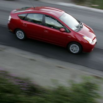 SAN ANSELMO, CA - OCTOBER 17: A Toyota Prius hybrid vehicle is seen driving down the street October 17, 2006 in San Anselmo, California. Economy and Hybrid vehicles built by Toyota and Honda filled the Environmental Protection Agency and the Department of Energy's annual top-10 fuel economy list for 2007 vehicles. The Toyota Prius topped the list with an estimated 60 mpg in the city and 51 mpg on the highway. (Photo by Justin Sullivan/Getty Images)