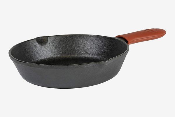 Lodge Cast Iron Skillet with Red Mini Silicone Hot Handle Holder, 8-inch