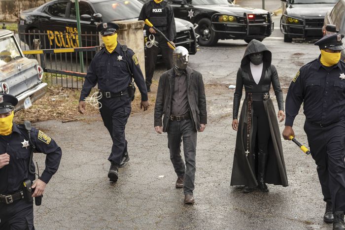 Tim Blake Nelson and Regina King in <!-- raw HTML omitted -->Watchmen.<!-- raw HTML omitted -->