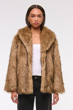 Abercrombie Shawl-Collar Faux-Fur Coat