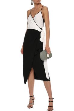 Diane Von Furstenberg Avila Two-Tone Crepe Midi Wrap Dress