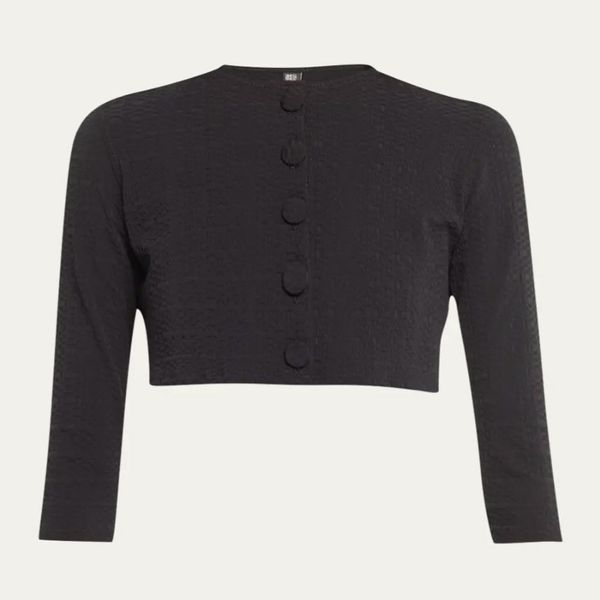 Lisa Marie Fernandez Seersucker Cropped Cardigan