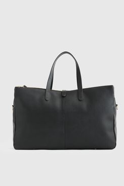 Quince Italian Leather Triple Compartment Weekender - Black