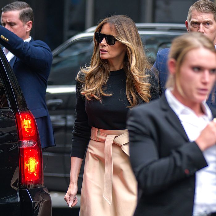 Melania Trump Is ‘Standing by Her Husband’ (From a Distance)