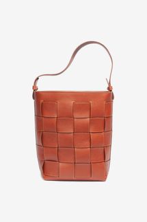 Lotuff Leather Woven Bucket Shoulder Bag