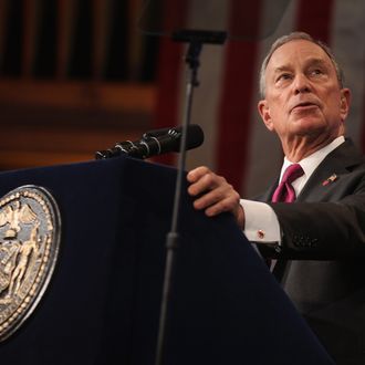 NEW YORK, NY - JANUARY 12: New York Mayor Michael Bloomberg delivers his annual State of the City address at Morris High School Campus on January 12, 2012 in the Bronx borough of New York City. Education reform was a significant part of Bloomberg's address. (Photo by Mario Tama/Getty Images)