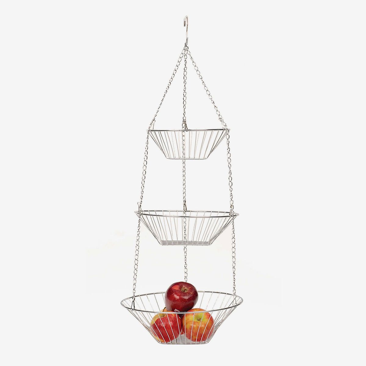 3-Tier HB00099 Silver Chrome Home Basics NEW Fruit Veg Hanging Basket Round 