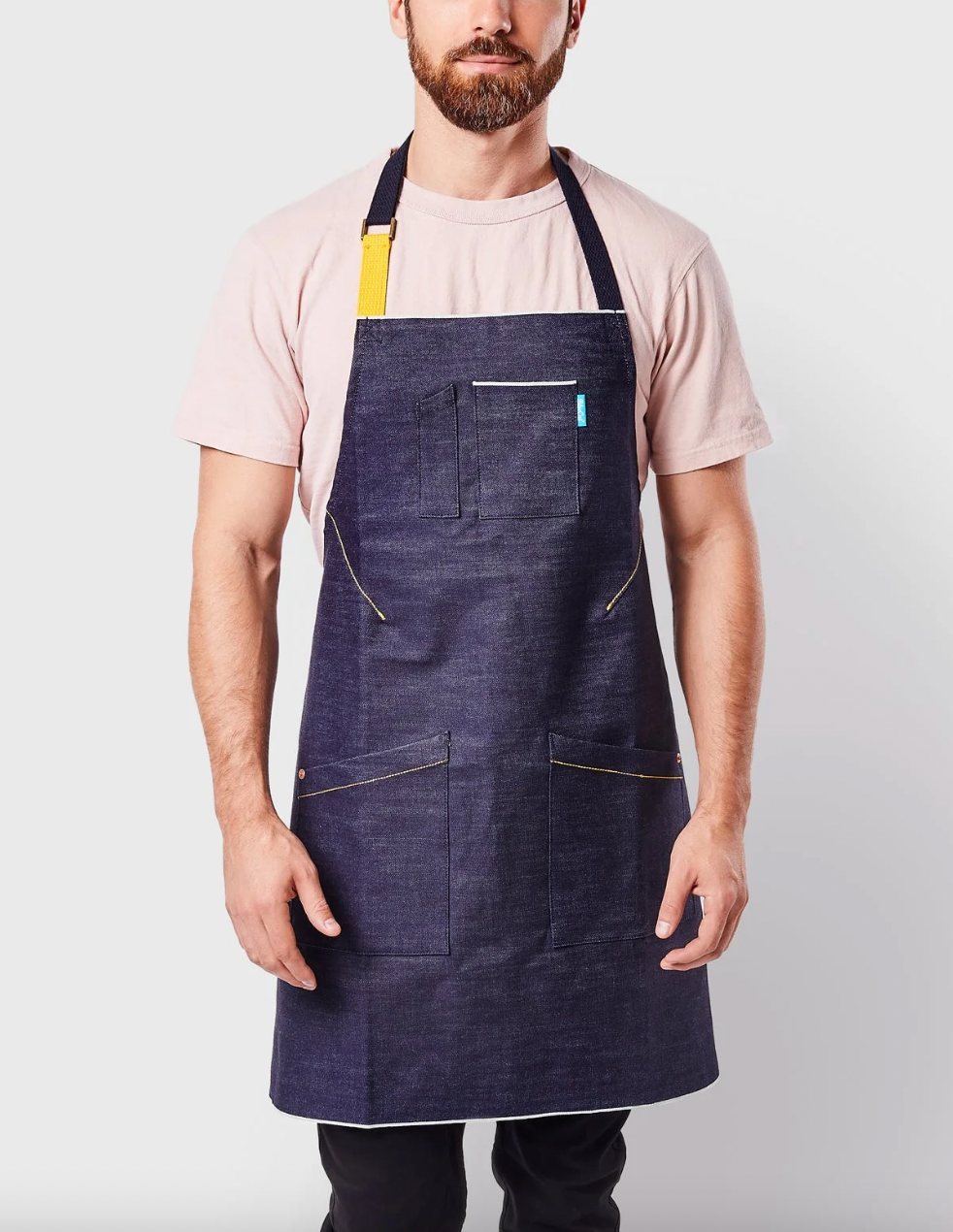 Hedley & Bennett Georgia Blue Crossback Apron - Professional Chef Apron with Pockets and Cross-Back Straps for Cooking & Grilling - Kitchen Aprons