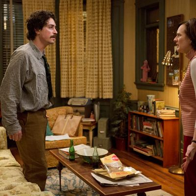 Ben Feldman as Michael Ginsberg and Elisabeth Moss as Peggy Olson - Mad Men _ Season 7, Episode 5 - Photo Credit: Justina Mintz/AMC