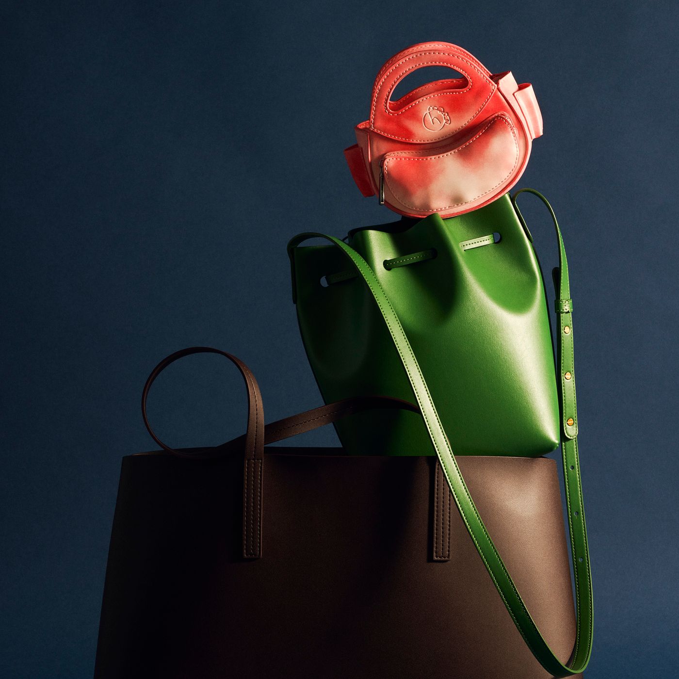 Agave Triangular Tote in Green, Cactus Leather Handbag