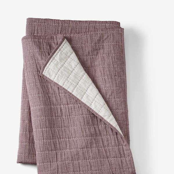 Lands' End Essential Cotton Windowpane Reversible Bed Blanket - Full/Queen