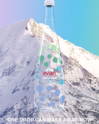 Evian off 2025 white water bottle