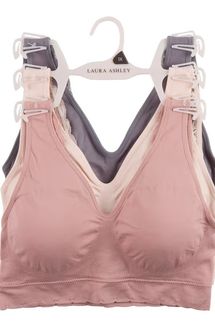 Laura Ashley Women’s Plus Size Seamless Bralette, 3-Pack
