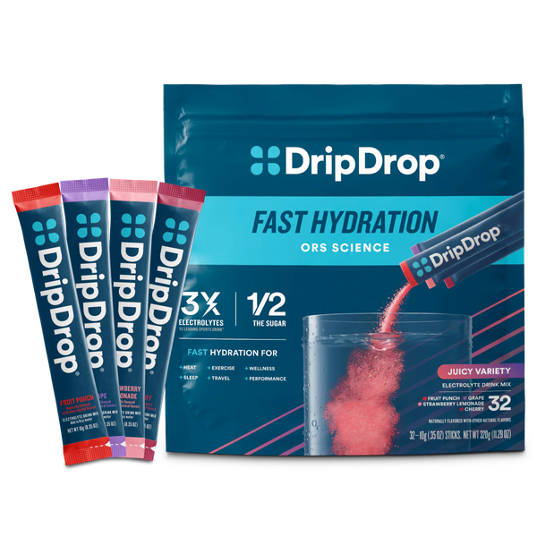 DripDrop Electrolyte Drink Mix - Juicy Variety, 32 Count