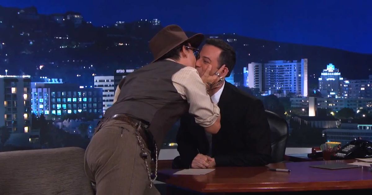Johnny Depp Just Kept Kissing Jimmy Kimmel