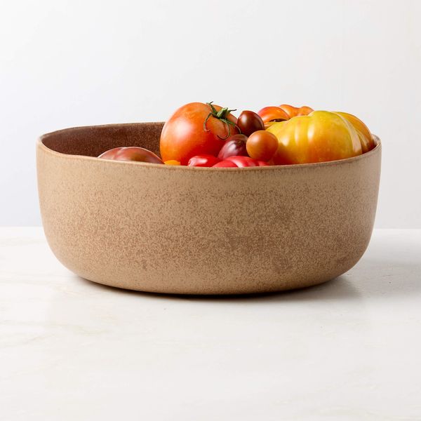 CB2 Drift Tan Serving Bowl with Reactive Glaze