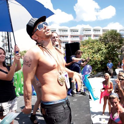 James Franco as rapper-slash-drug-dealer Alien. The extras were on spring break in real life.
