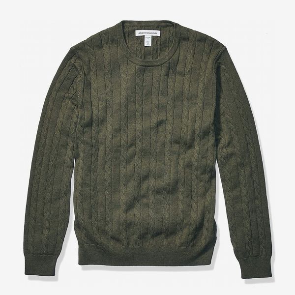 Amazon Essentials Men's Crewneck Cable Cotton Sweater