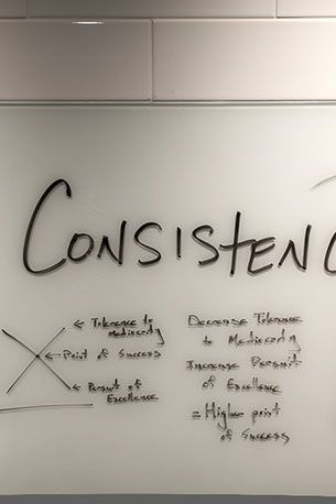 Consistency is a recurring theme, along with the goal (mentioned many times during the pre-service meeting) of "honoring the guest's experience."