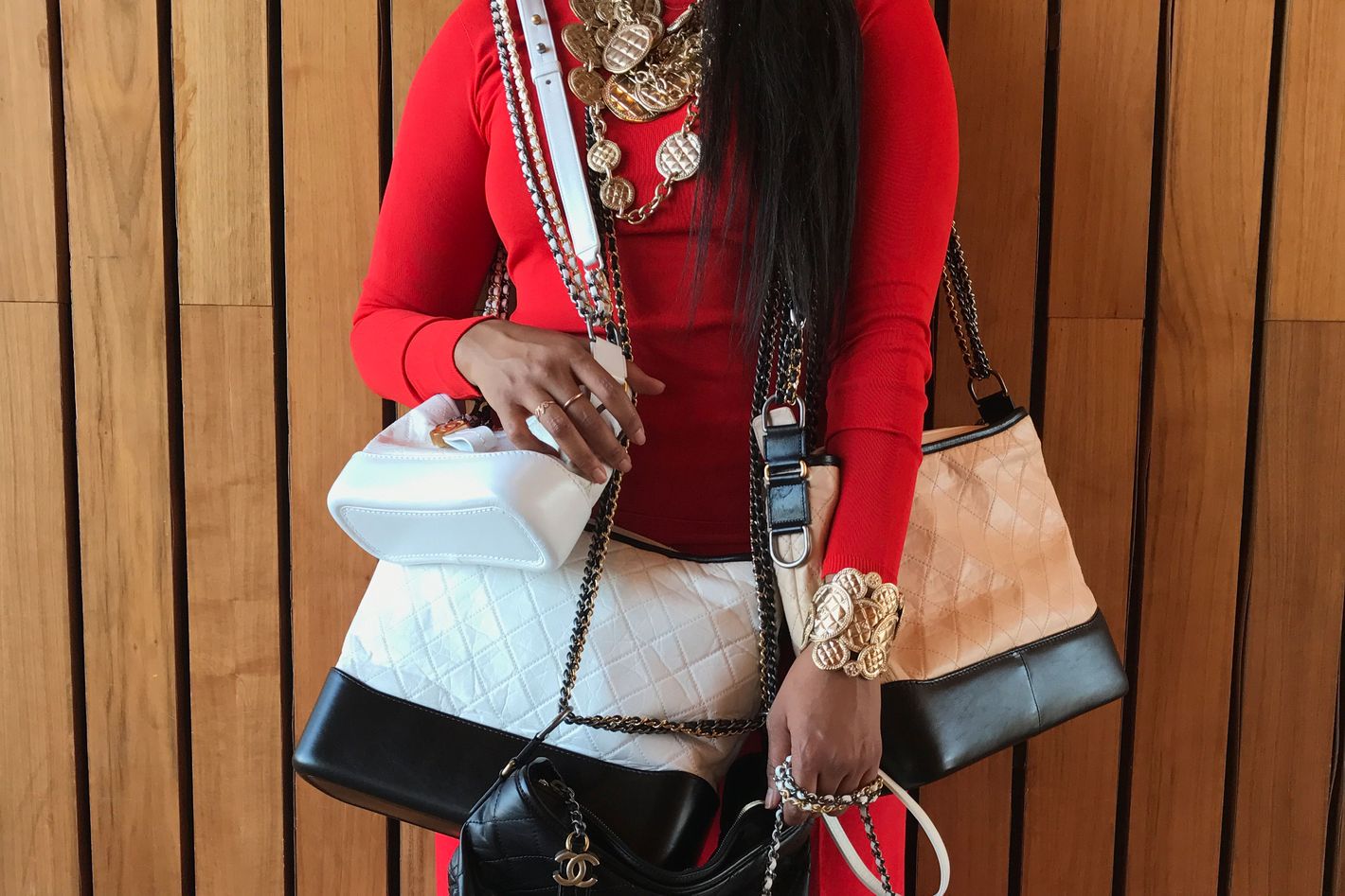 Chanel Gabrielle Hobo Bag Small BlackWhite in Calfskin with  SilverGoldTone  US