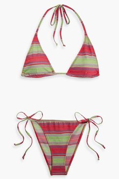 Lisa Marie Fernandez Striped Cotton-Blend Triangle Bikini