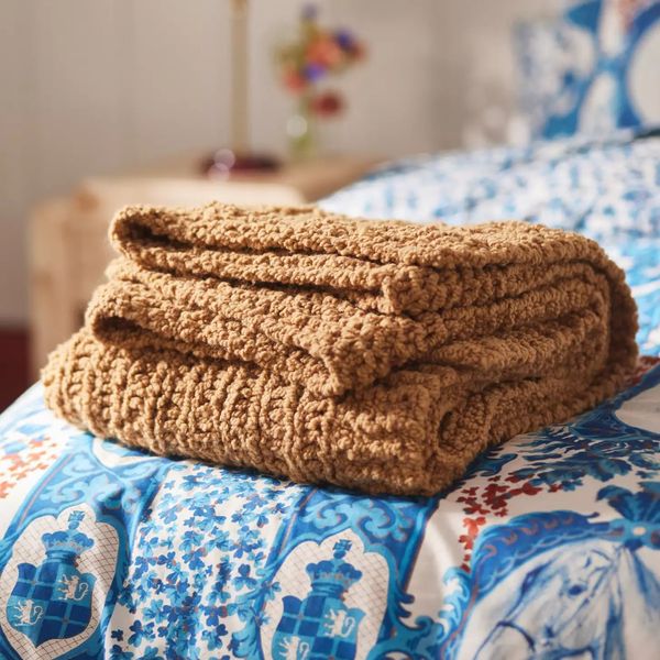 Anthropologie Chunky Wool Blend Throw Blanket