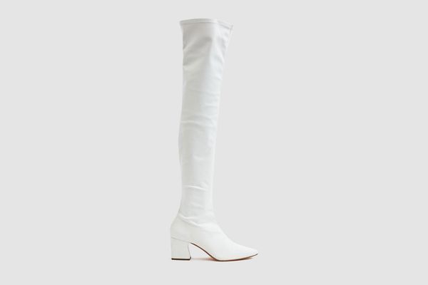 white over the knee flat boots