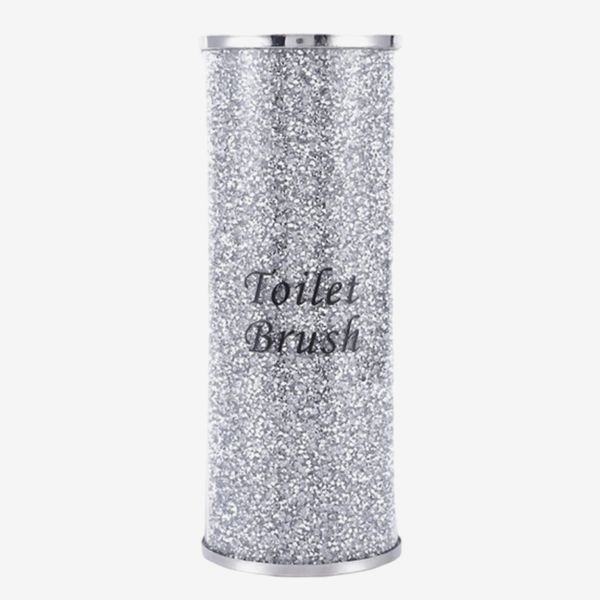 Lmaray Silver Crushed Crystal Toilet Brush Holder