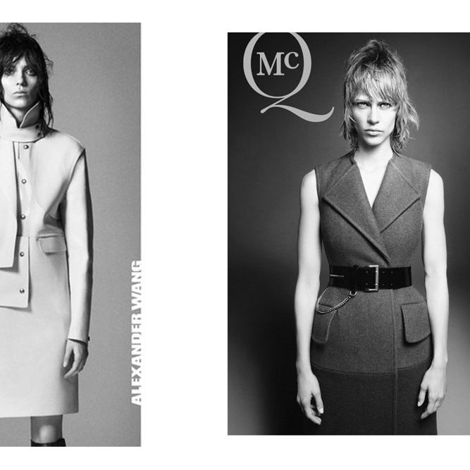Kati Nescher for Alexander Wang (left) and Aymeline Valade for McQ (right), both by David Sims.