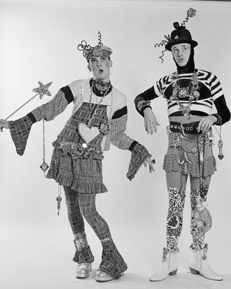 Fashion designers Stevie Stewart and David Holah of Bodymap, New York City, 1987. 