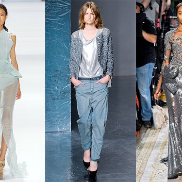 From left: spring looks from Vera Wang, Theyskens' Theory, and Marchesa.