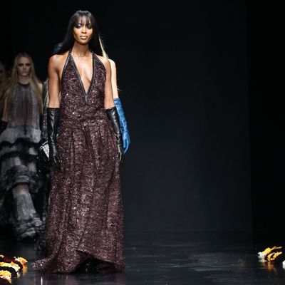 Naomi Campbell walks the runway at the Roberto Cavalli Autumn/Winter 2012/2013 fashion show as part of Milan Womenswear Fashion Week on February 27, 2012 in Milan, Italy.