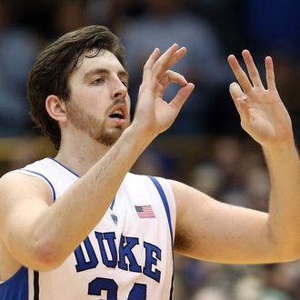Ryan Kelly #34 of the Duke Blue Devils during their game at Cameron Indoor Stadium on March 2, 2013 in Durham, North Carolina. 