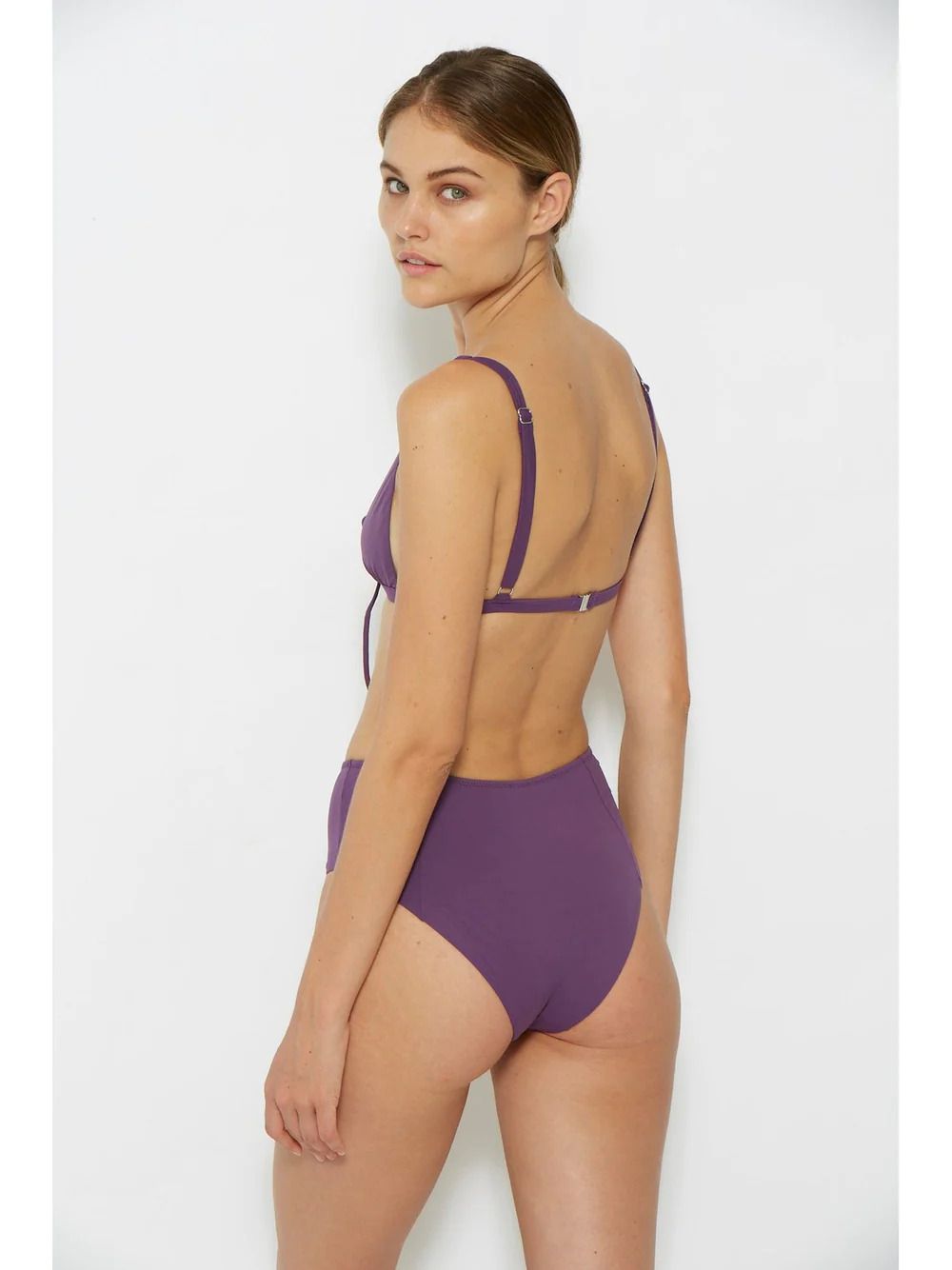 The Solid Tie Front Bikini Top - Sexy Beachwear Bikini Tops - Purple -  Bikinis