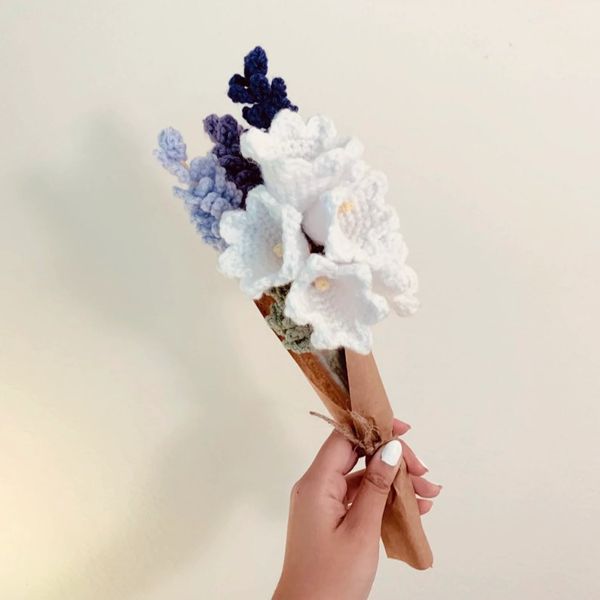 Jenju Flower Shop Crochet Handmade Gladiolus and Lavender Bouquet