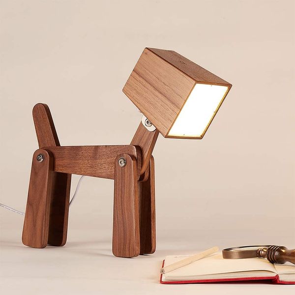 HROOME Wood Dog Table Lamp with Touch Sensor