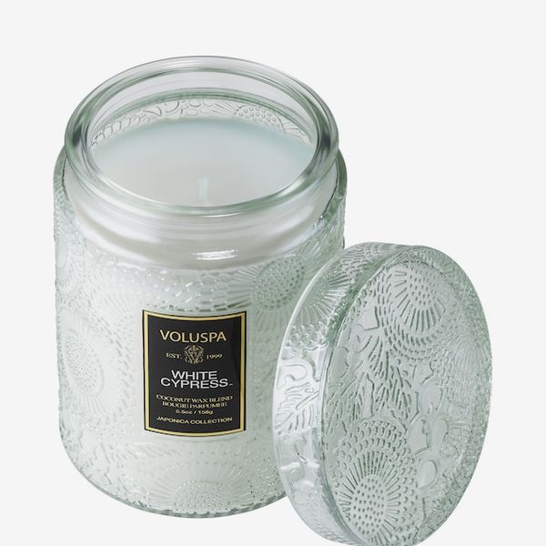 Voluspa White Cypress Glass Jar Candle