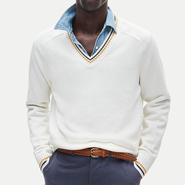 J.Crew Heritage Cotton Tipped V-Neck Sweater