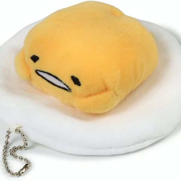 GUND Sanrio Gudetama The Lazy Egg Laying Down Talking Keychain