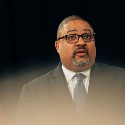 Manhattan District Attorney Alvin Bragg speaks during a press conference following the arraignment of former U.S. President Donald Trump in New York City