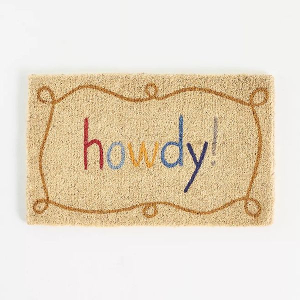 Anthropologie Howdy Printed Coir Doormat